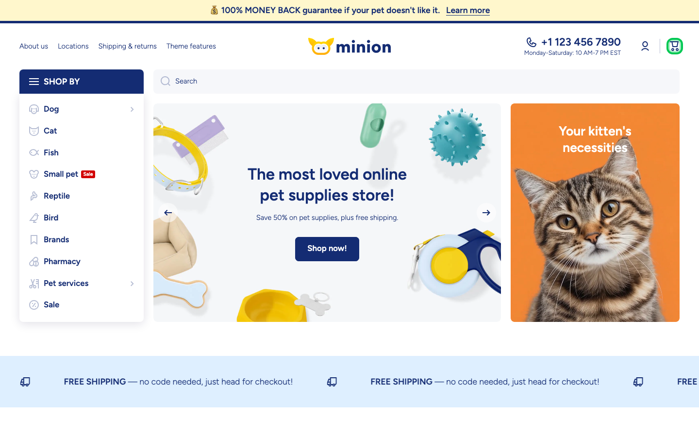 Cart → panel opened — Navi+ on the Minion Shopify theme