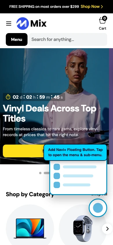 Navi+ FAB on the Mix Shopify theme Navi+ FAB on the Mix Shopify theme