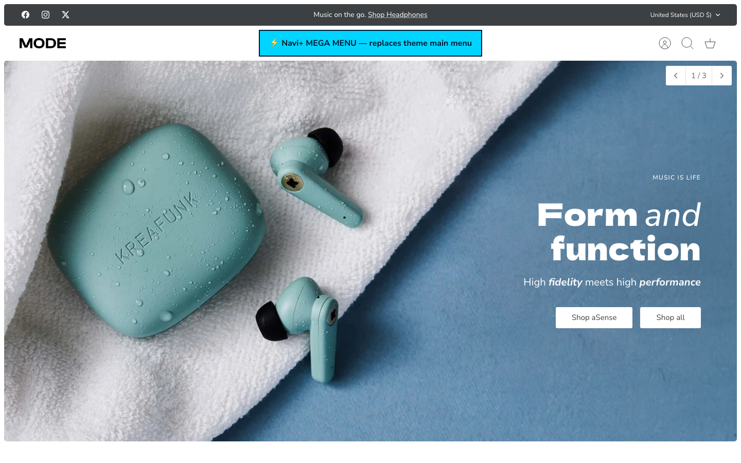 Replace main menu — Navi+ on the Mode Shopify theme Replace main menu — Navi+ on the Mode Shopify theme
