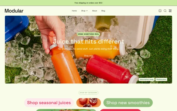 Navi+ menus on the Modular Shopify theme — desktop preview