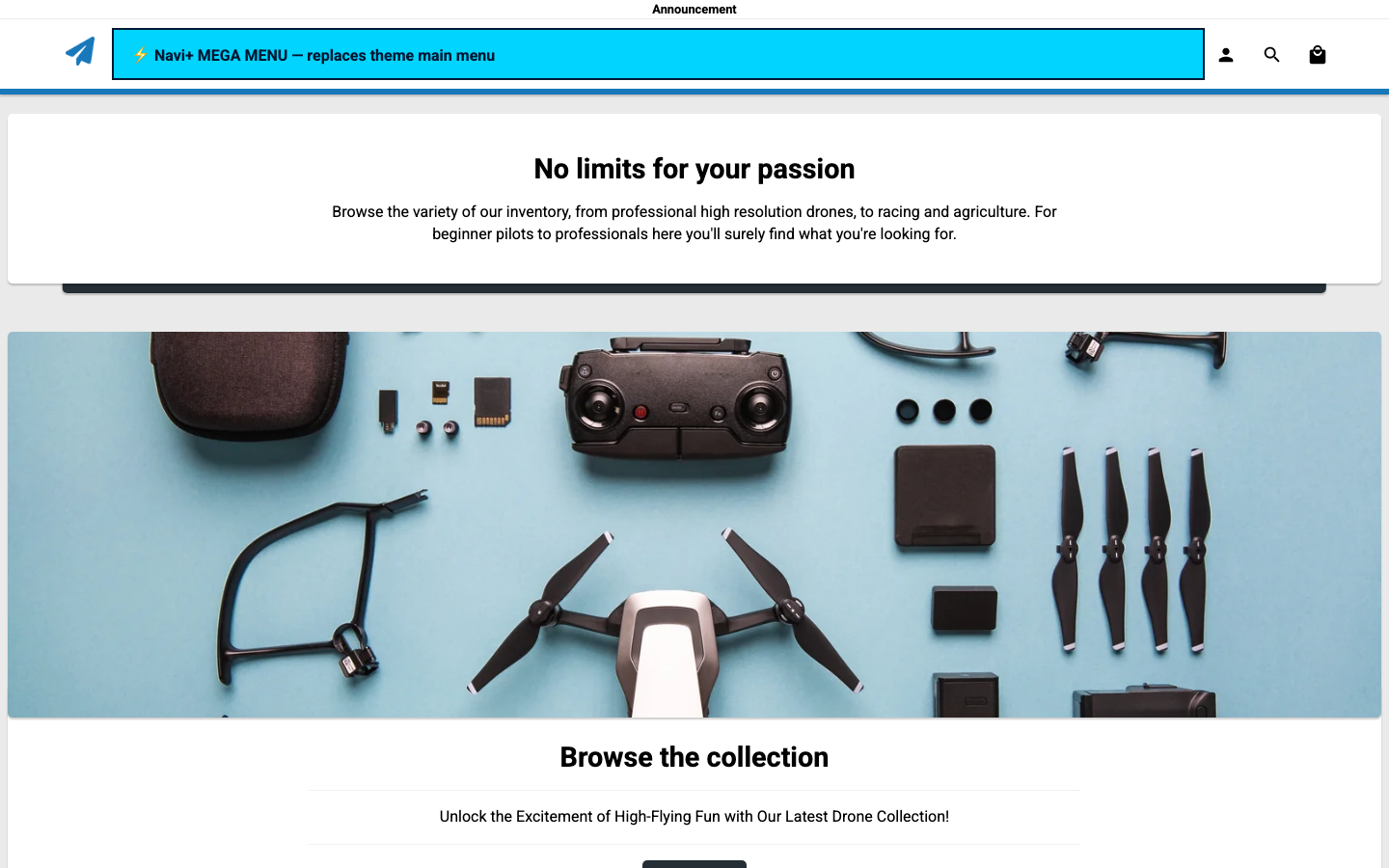 Replace main menu — Navi+ on the Modules Shopify theme Replace main menu — Navi+ on the Modules Shopify theme