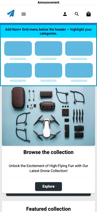 Navi+ Grid Menu on the Modules Shopify theme Navi+ Grid Menu on the Modules Shopify theme