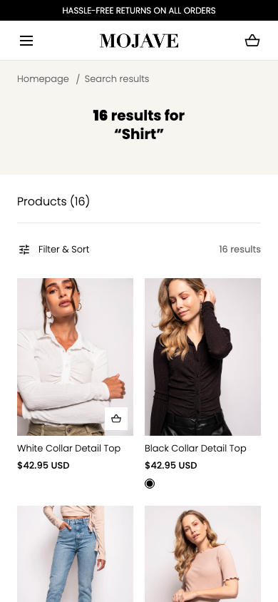 Search → panel opened — Navi+ on the Mojave Shopify theme Search → panel opened — Navi+ on the Mojave Shopify theme