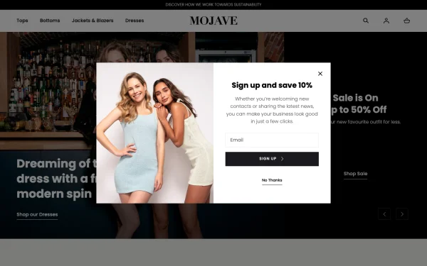 Full-page desktop screenshot of Shopify Mojave theme demo store