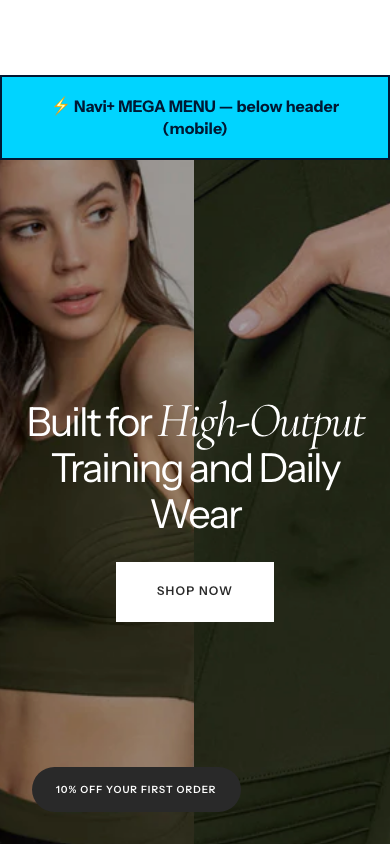 Menu inserted below header — Navi+ on the Monaco Shopify theme Menu inserted below header — Navi+ on the Monaco Shopify theme