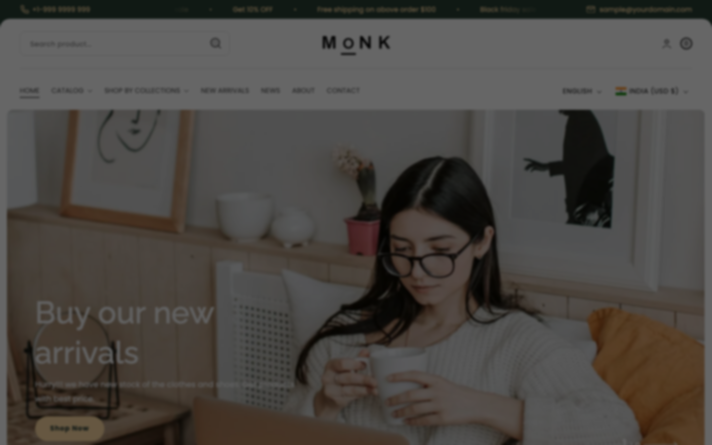 Replace main menu — Navi+ on the Monk Shopify theme