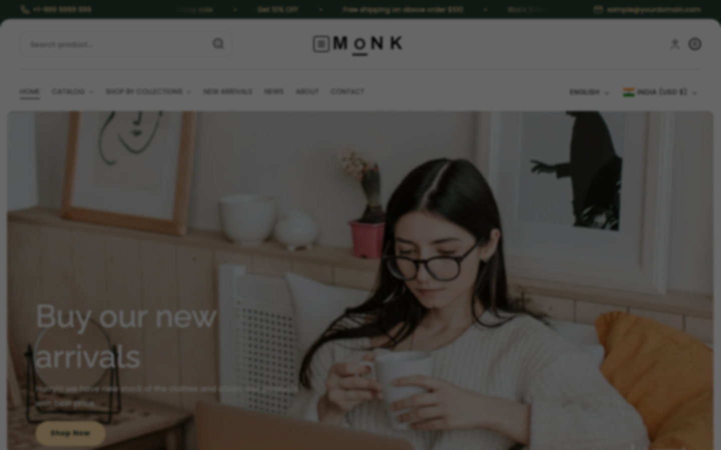 Icon before logo — Navi+ on the Monk Shopify theme