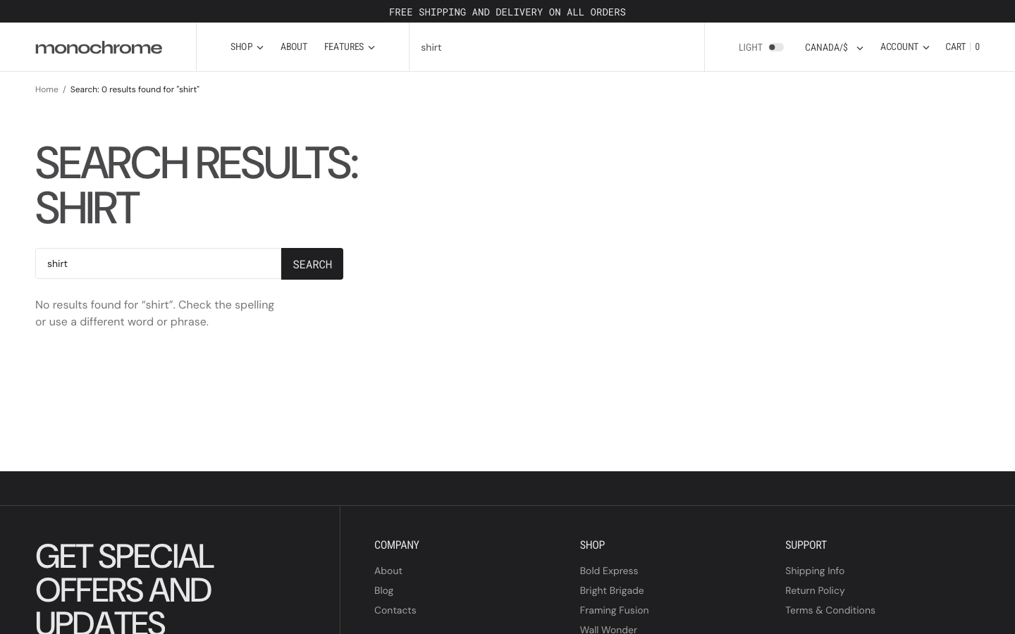 Search → panel opened — Navi+ on the Monochrome Shopify theme Search → panel opened — Navi+ on the Monochrome Shopify theme