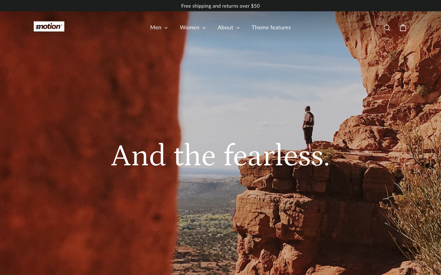 Icon before logo — Navi+ on the Motion Shopify theme
