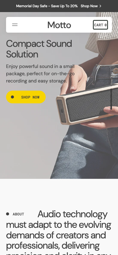 Cart → panel opened — Navi+ on the Motto Shopify theme