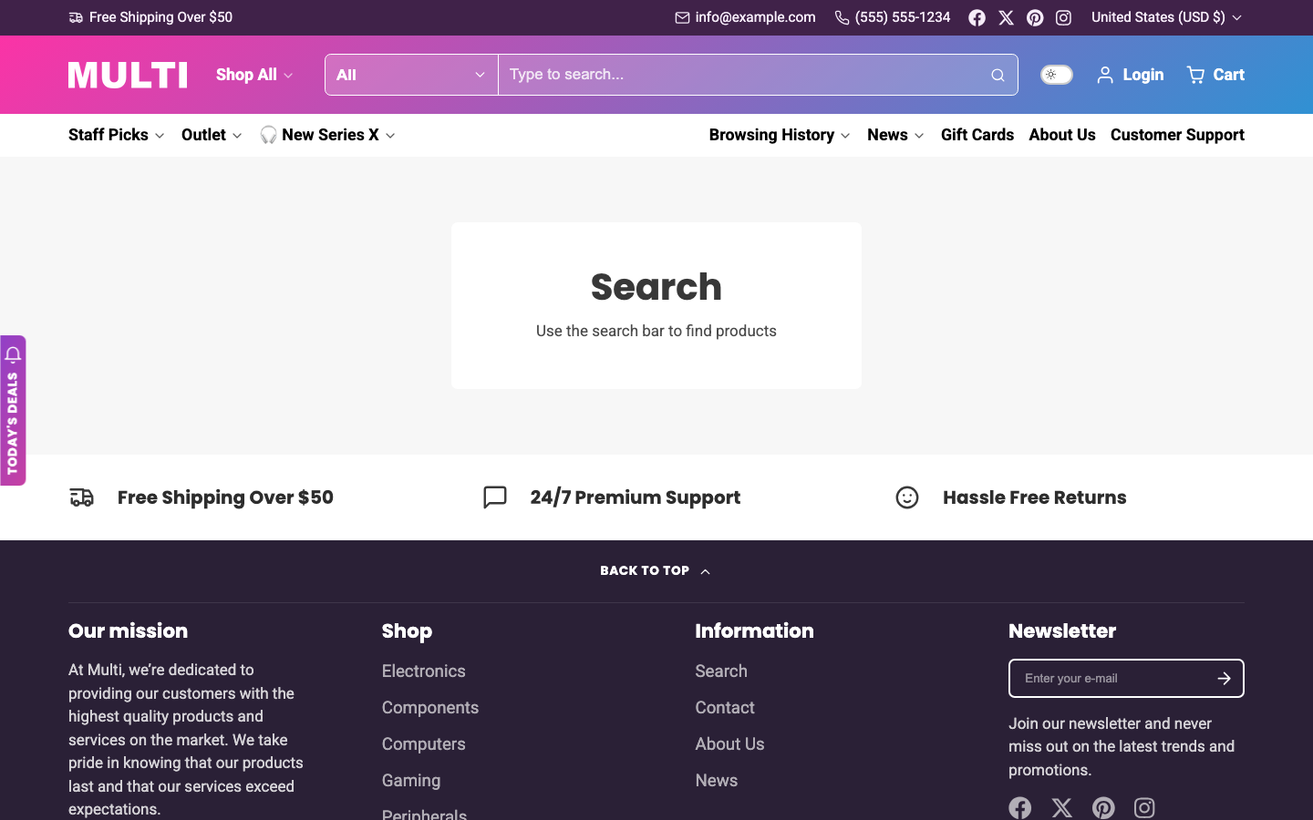 Search → panel opened — Navi+ on the Multi Shopify theme Search → panel opened — Navi+ on the Multi Shopify theme