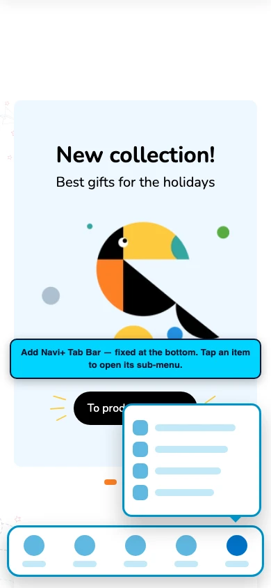 Navi+ Tab Bar on the Murmel Shopify theme Navi+ Tab Bar on the Murmel Shopify theme