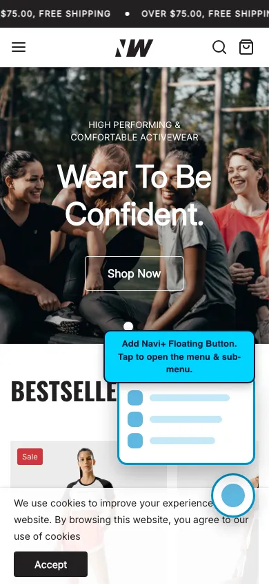 Navi+ FAB on the Neat Shopify theme Navi+ FAB on the Neat Shopify theme