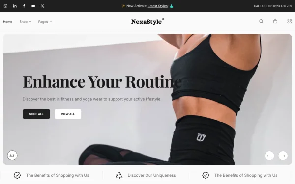 Full-page desktop screenshot of Shopify Nexa theme demo store
