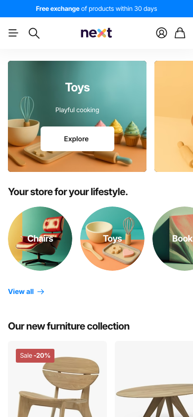 Hamburger → panel opened — Navi+ on the Next Shopify theme Hamburger → panel opened — Navi+ on the Next Shopify theme