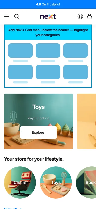 Navi+ Grid Menu on the Next Shopify theme Navi+ Grid Menu on the Next Shopify theme