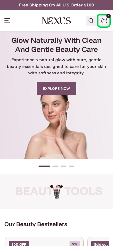 Cart → panel opened — Navi+ on the Nexus Shopify theme Cart → panel opened — Navi+ on the Nexus Shopify theme