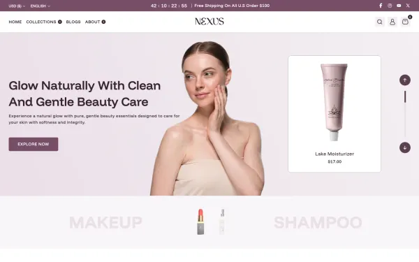 Navi+ menus on the Nexus Shopify theme — desktop preview