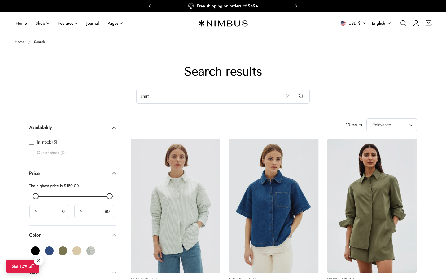 Search → panel opened — Navi+ on the Nimbus Shopify theme Search → panel opened — Navi+ on the Nimbus Shopify theme