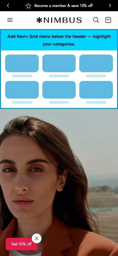 Navi+ Grid Menu on the Nimbus Shopify theme