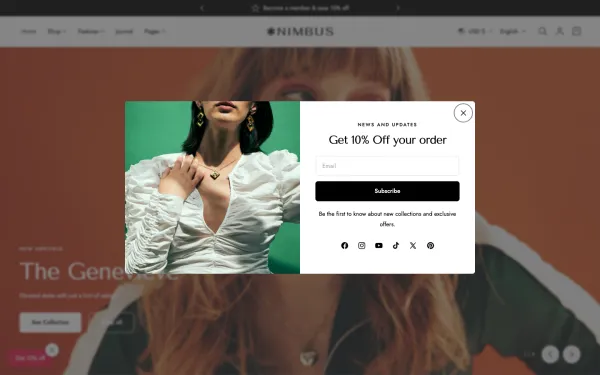 Navi+ menus on the Nimbus Shopify theme — desktop preview
