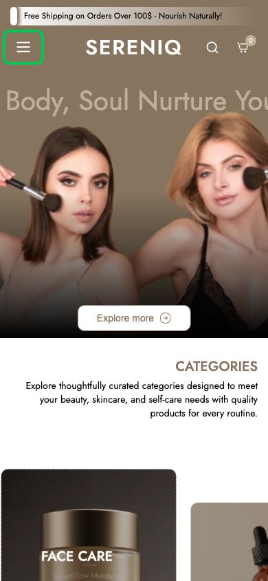 Hamburger → panel opened — Navi+ on the Noble Shopify theme Hamburger → panel opened — Navi+ on the Noble Shopify theme