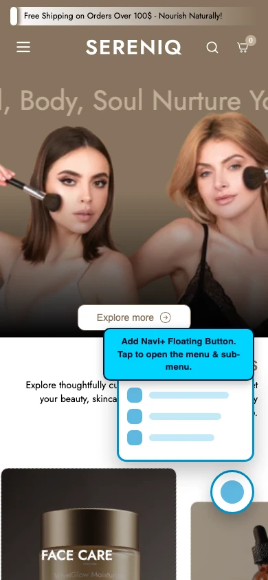Navi+ FAB on the Noble Shopify theme Navi+ FAB on the Noble Shopify theme