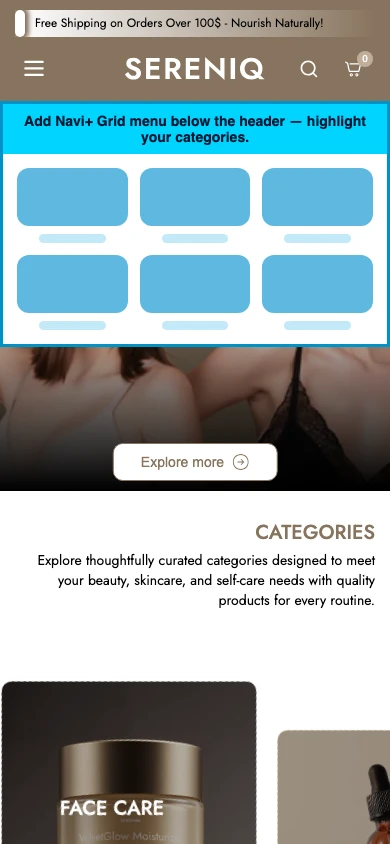 Navi+ Grid Menu on the Noble Shopify theme Navi+ Grid Menu on the Noble Shopify theme
