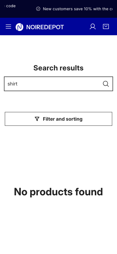 Search → panel opened — Navi+ on the Noire Shopify theme Search → panel opened — Navi+ on the Noire Shopify theme