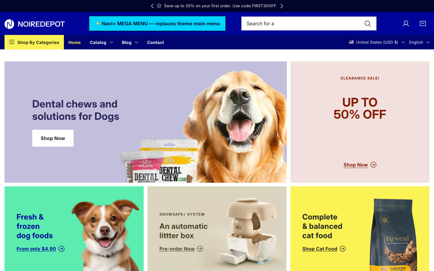 Replace main menu — Navi+ on the Noire Shopify theme Replace main menu — Navi+ on the Noire Shopify theme