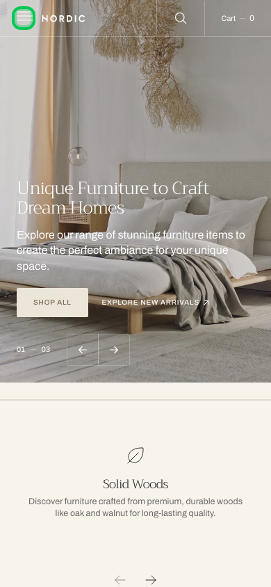 Hamburger → panel opened — Navi+ on the Nordic Shopify theme Hamburger → panel opened — Navi+ on the Nordic Shopify theme