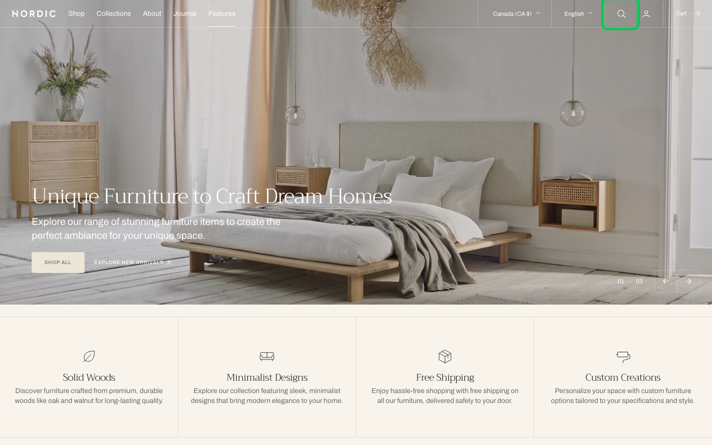 Search → panel opened — Navi+ on the Nordic Shopify theme Search → panel opened — Navi+ on the Nordic Shopify theme