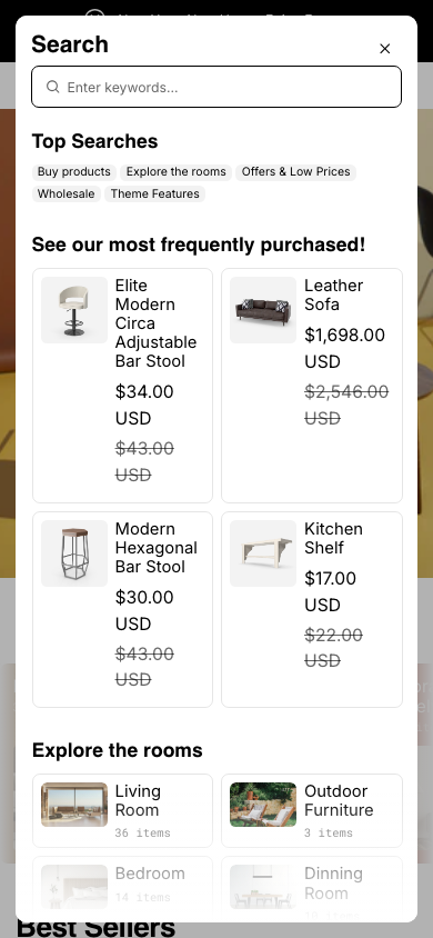 Search → panel opened — Navi+ on the Normcore Shopify theme Search → panel opened — Navi+ on the Normcore Shopify theme