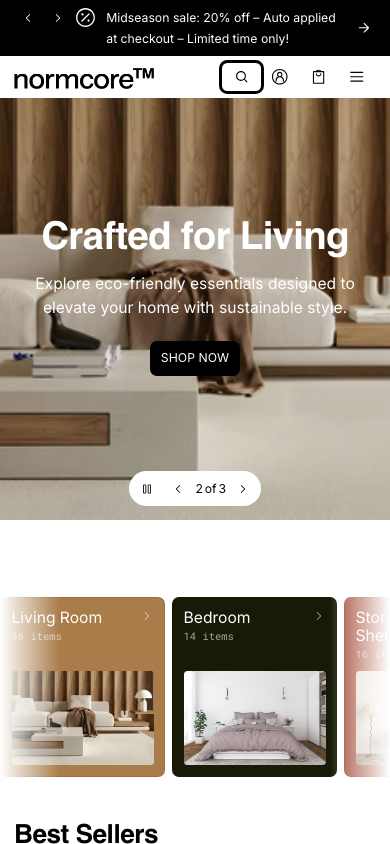 Search → panel opened — Navi+ on the Normcore Shopify theme Search → panel opened — Navi+ on the Normcore Shopify theme