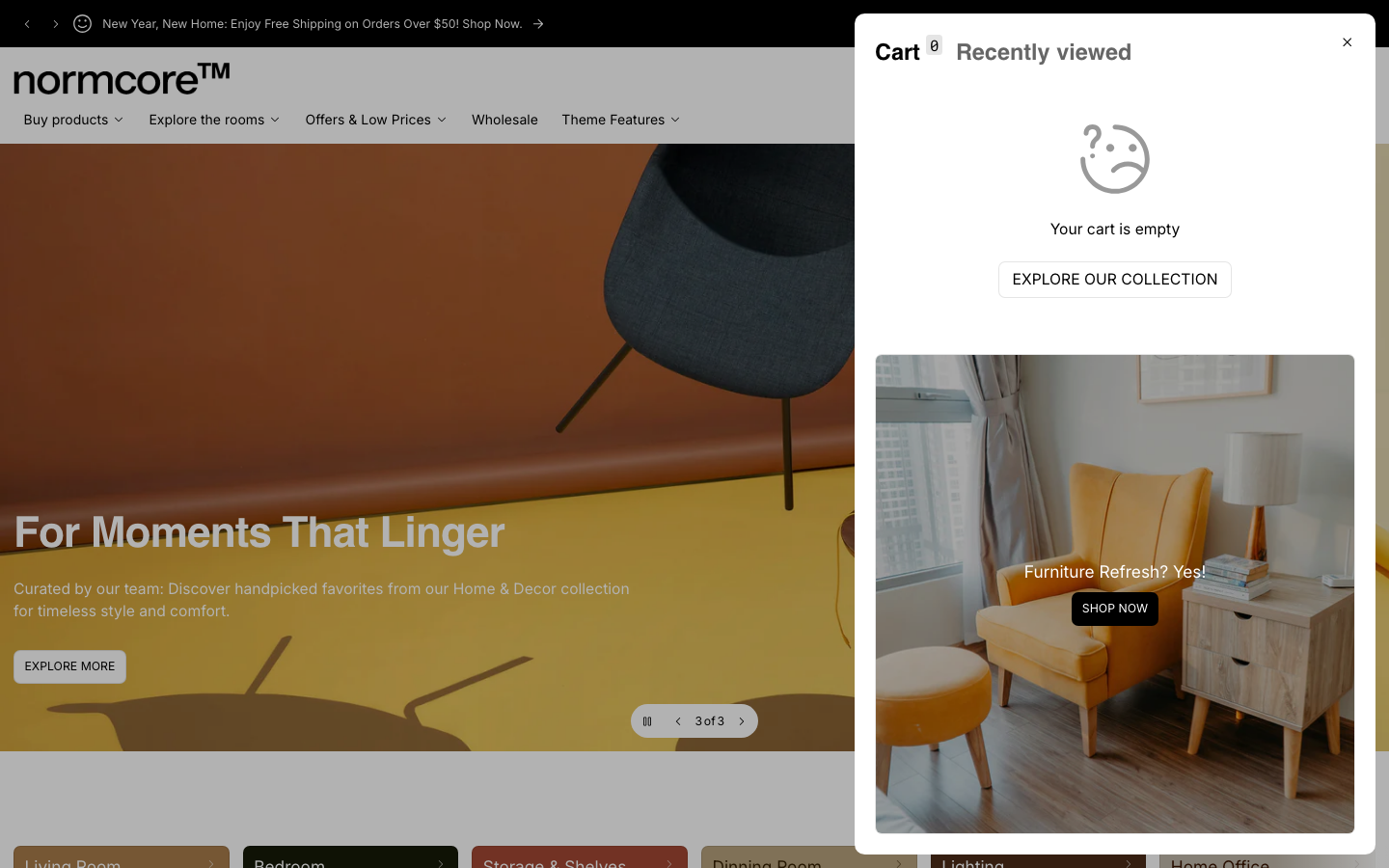 Cart → panel opened — Navi+ on the Normcore Shopify theme Cart → panel opened — Navi+ on the Normcore Shopify theme
