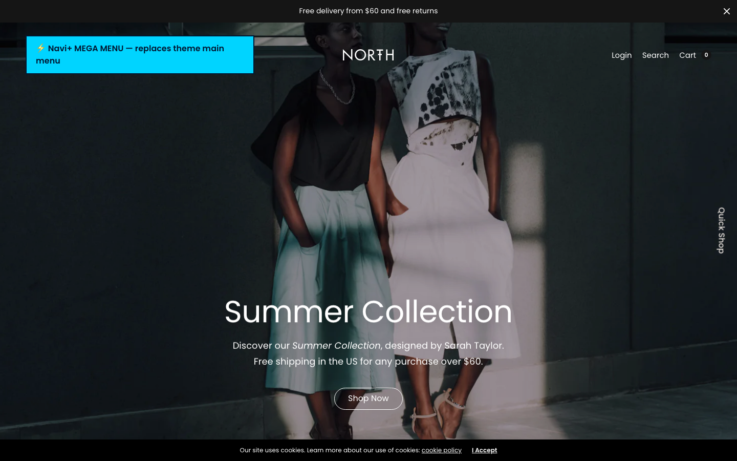 Replace main menu — Navi+ on the North Shopify theme Replace main menu — Navi+ on the North Shopify theme