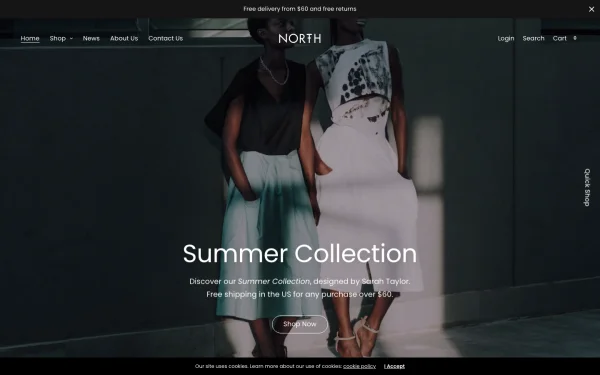 Full-page desktop screenshot of Shopify North theme demo store
