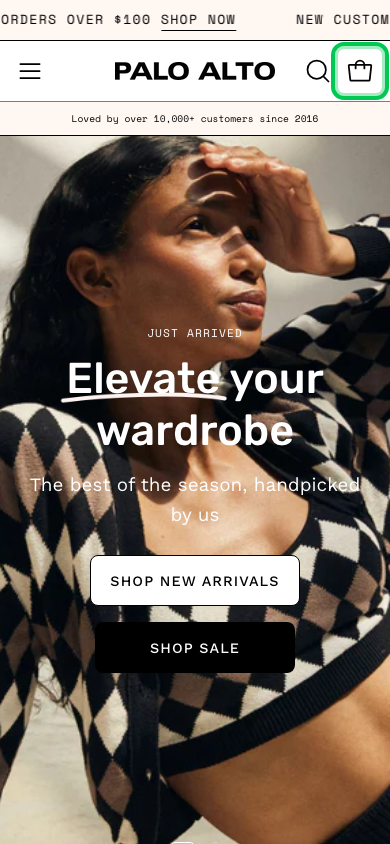 Cart → panel opened — Navi+ on the Palo Alto Shopify theme