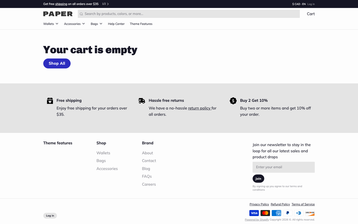 Cart → panel opened — Navi+ on the Paper Shopify theme