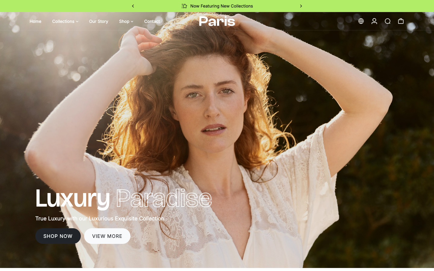 Search → panel opened — Navi+ on the Paris Shopify theme