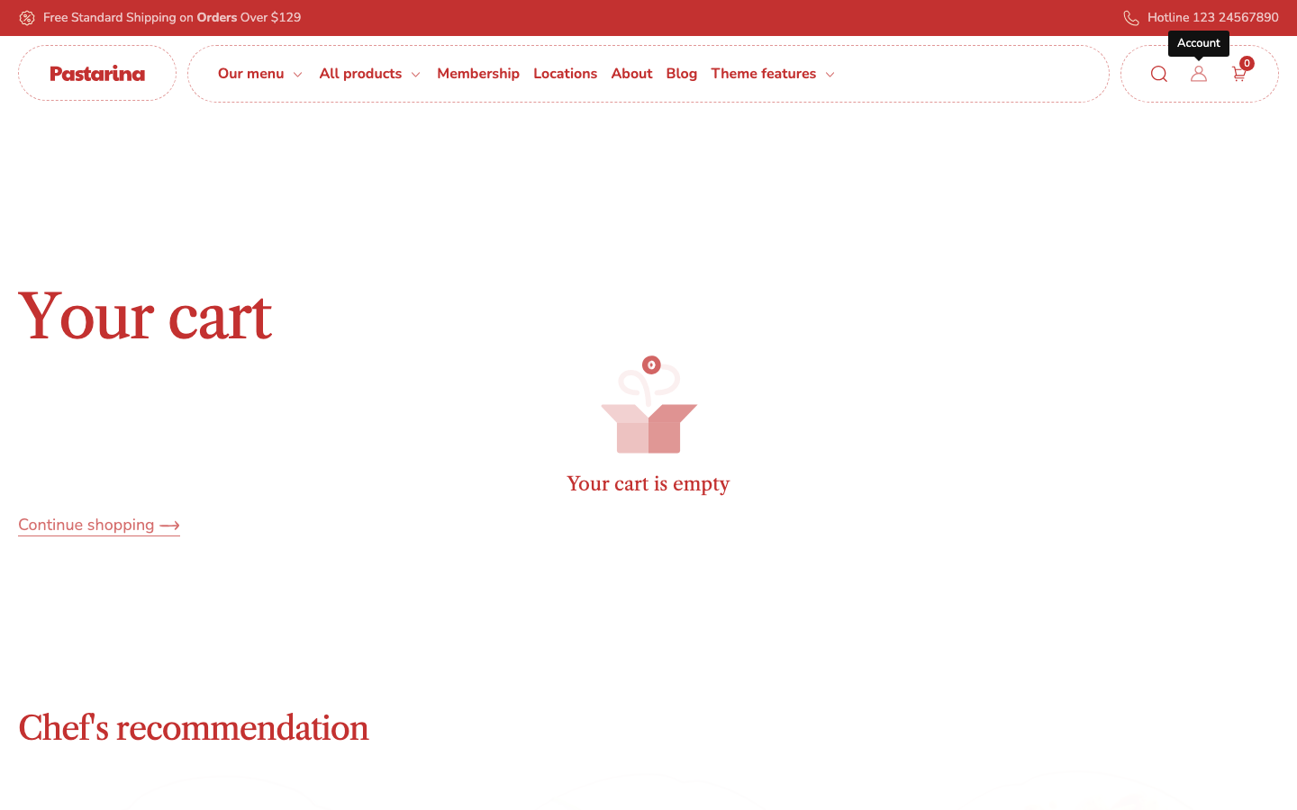 Cart → panel opened — Navi+ on the Pastarina Shopify theme