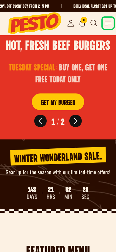 Hamburger → panel opened — Navi+ on the Pesto Shopify theme Hamburger → panel opened — Navi+ on the Pesto Shopify theme