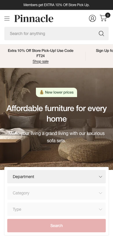 Search → panel opened — Navi+ on the Pinnacle Shopify theme Search → panel opened — Navi+ on the Pinnacle Shopify theme