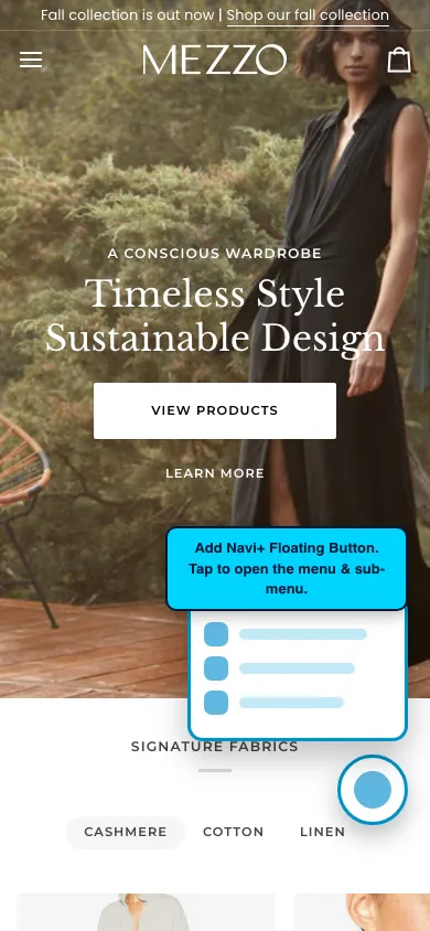 Navi+ FAB on the Pipeline Shopify theme Navi+ FAB on the Pipeline Shopify theme