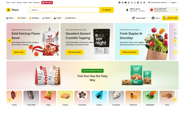 Full-page desktop screenshot of Shopify Poco theme demo store
