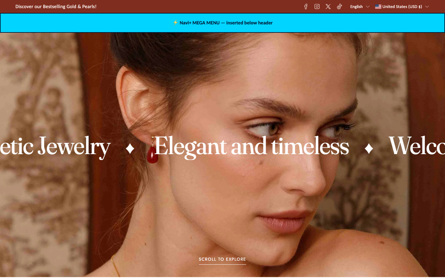 Menu inserted below header — Navi+ on the Poetic Shopify theme Menu inserted below header — Navi+ on the Poetic Shopify theme