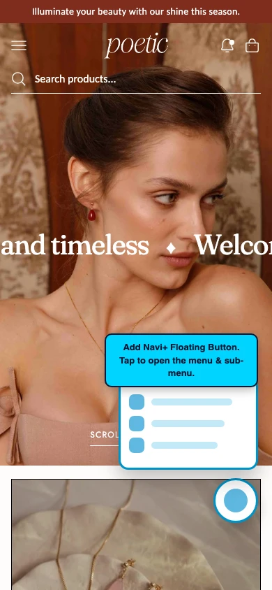 Navi+ FAB on the Poetic Shopify theme Navi+ FAB on the Poetic Shopify theme