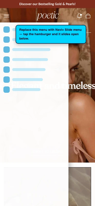 Navi+ Slide Menu on the Poetic Shopify theme Navi+ Slide Menu on the Poetic Shopify theme