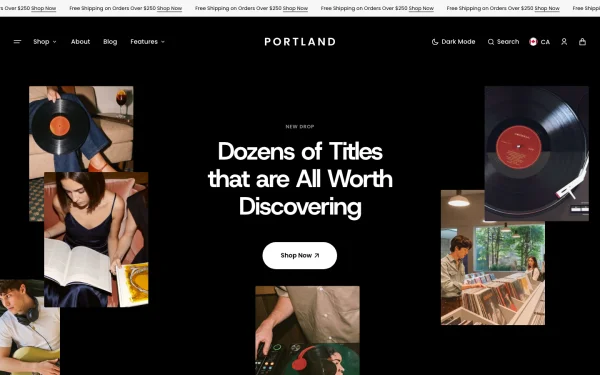 Full-page desktop screenshot of Shopify Portland theme demo store