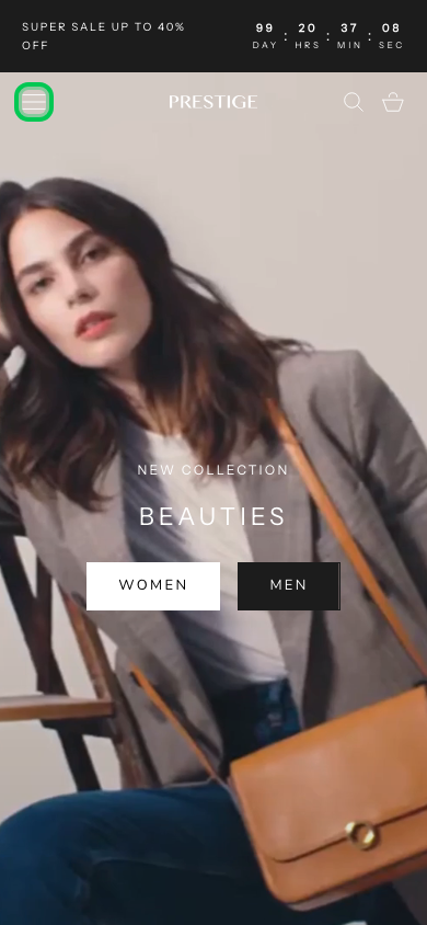 Hamburger → panel opened — Navi+ on the Prestige Shopify theme Hamburger → panel opened — Navi+ on the Prestige Shopify theme